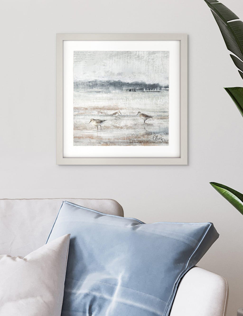 Gallery Direct Sand Pipers Square Framed Art Taupe