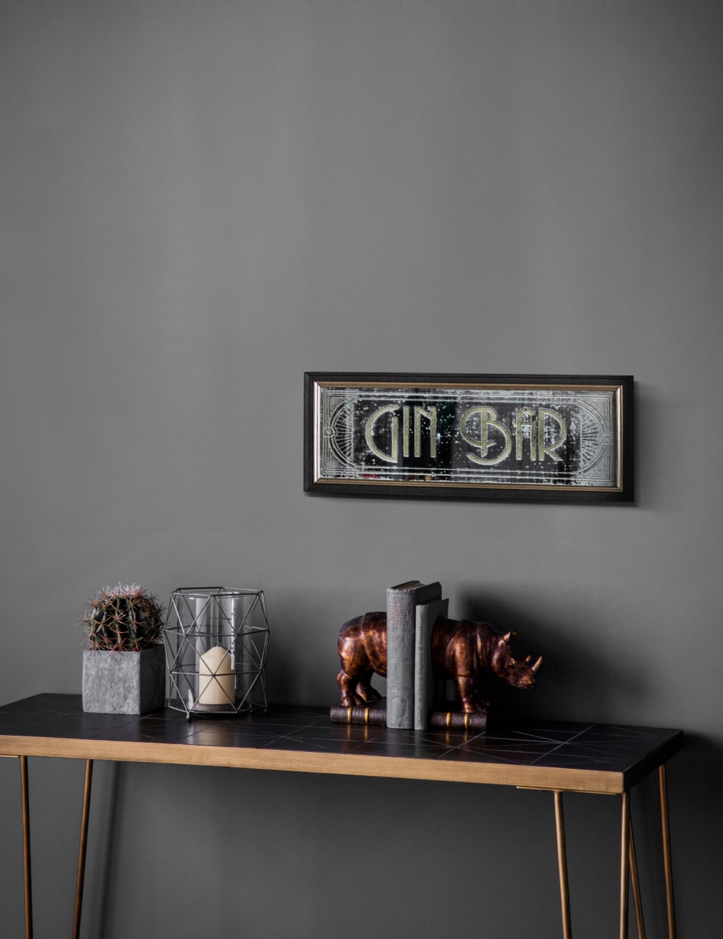 Gin Bar Wooden Frame Medium Wall Mirror