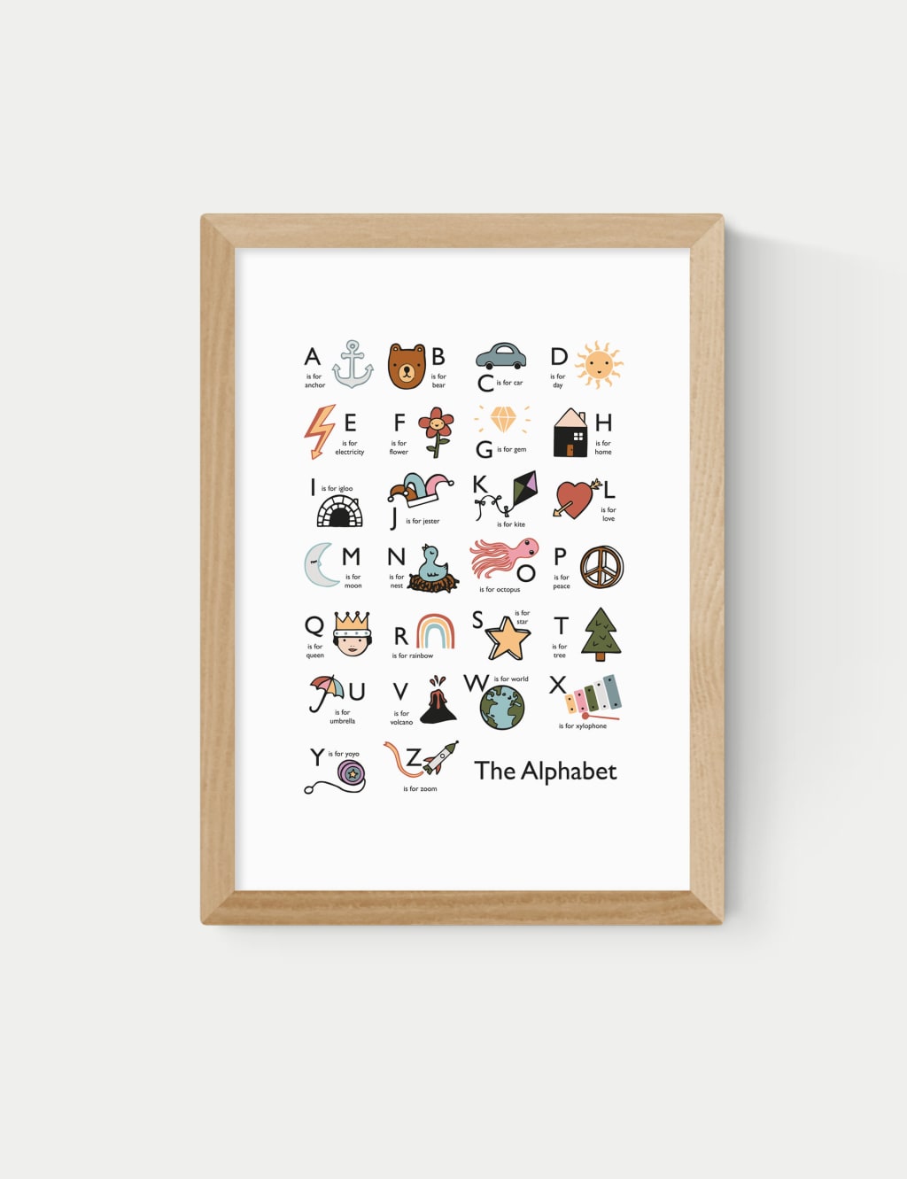 Alphabet In White Framed Art