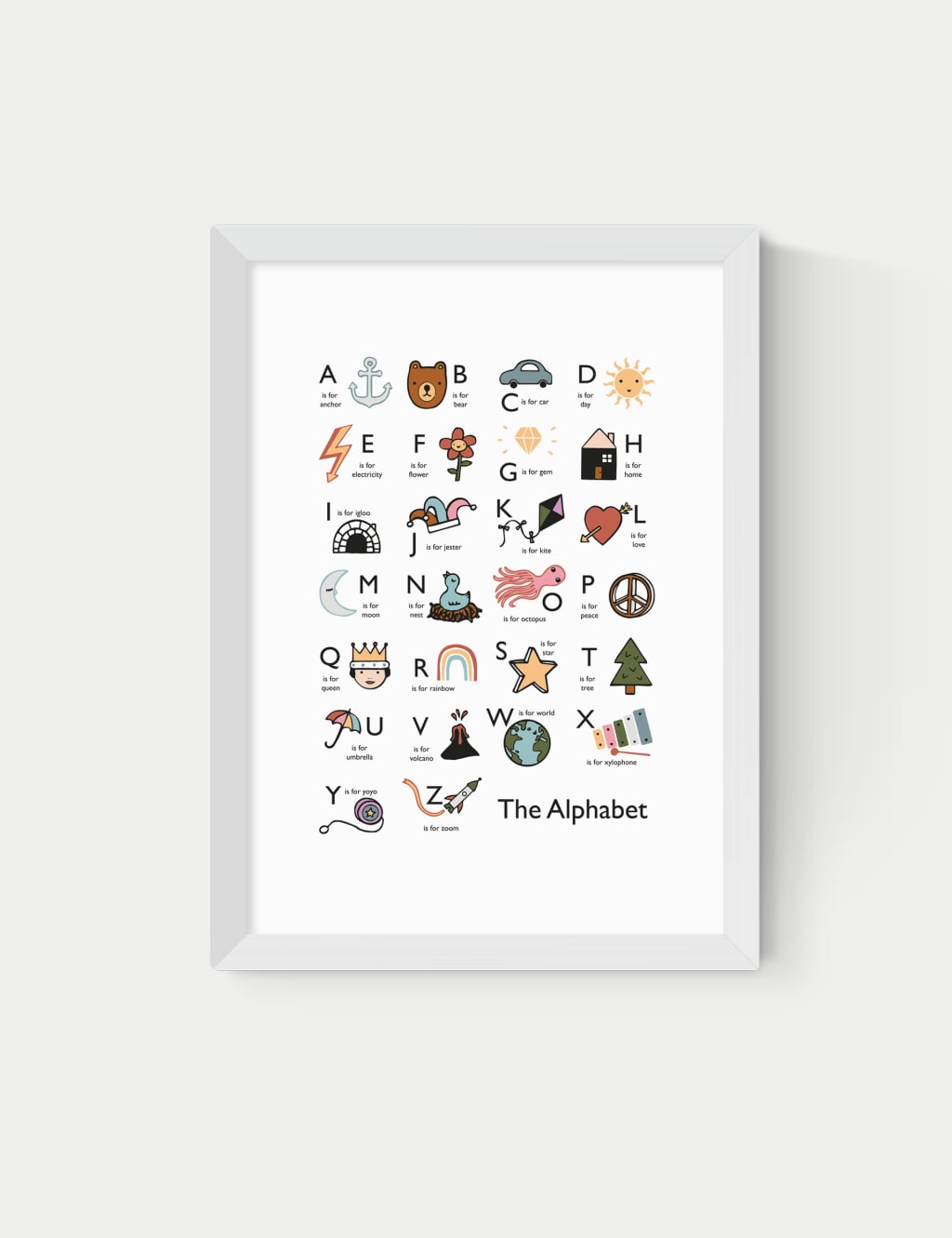 Alphabet In White Framed Art