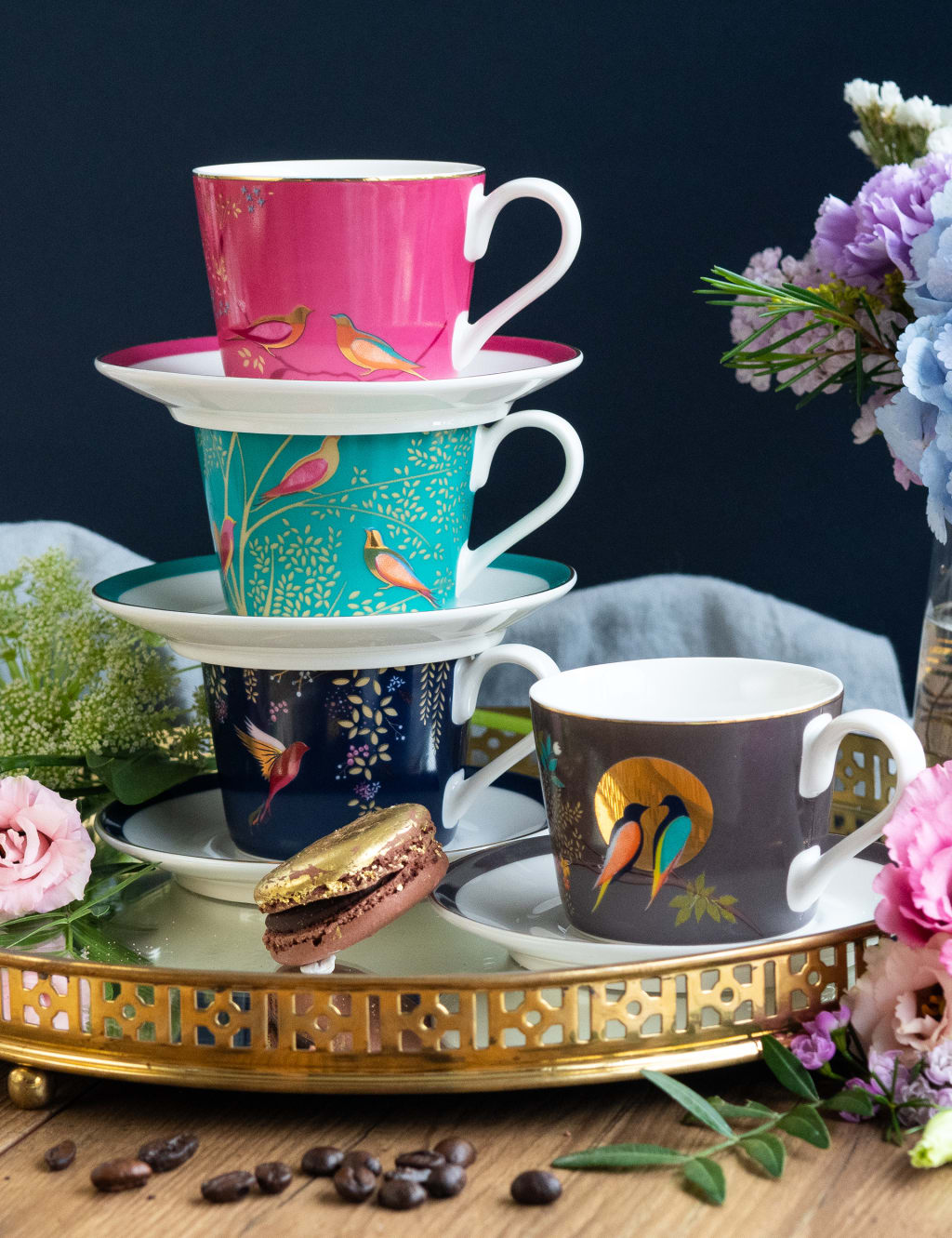 Set of 4 Chelsea Espresso Cups & Saucers