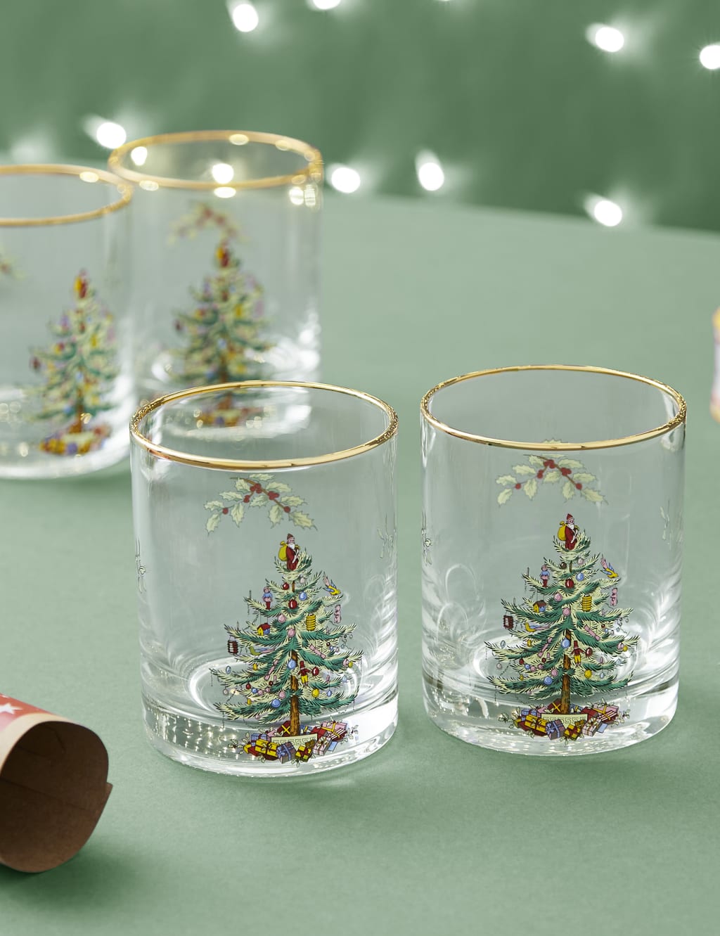 Spode Set of 4 Christmas Tree Tumblers Multi