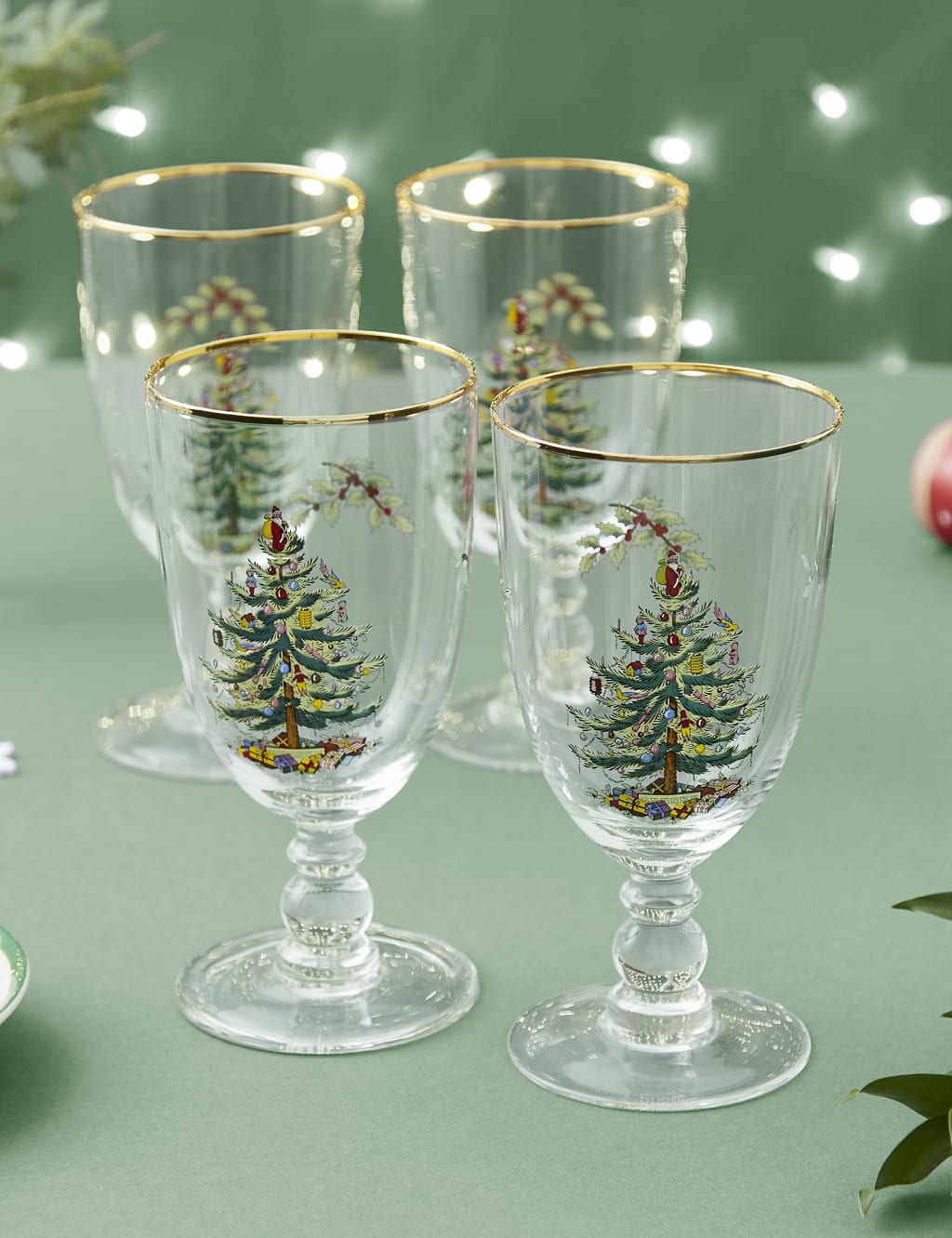 Spode Set of 4 Christmas Tree Wine Tumblers Multi