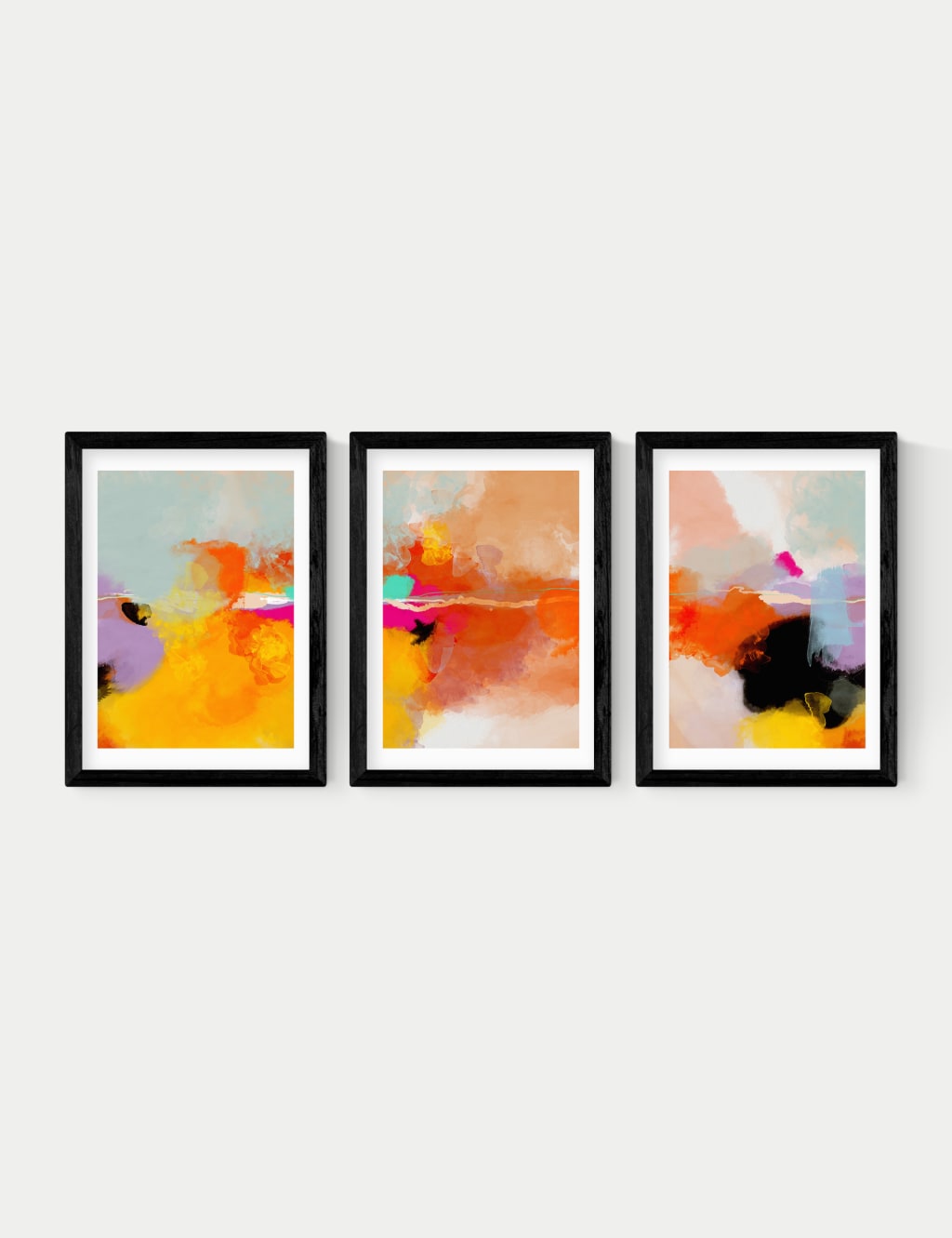 Fire Triptych Trio Set Framed Art