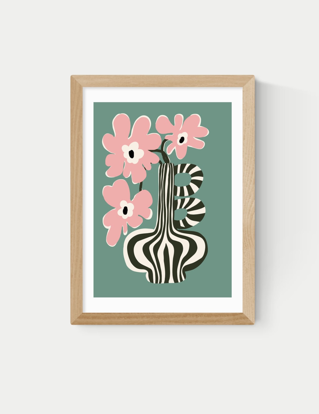 Floral Stripe Framed Art