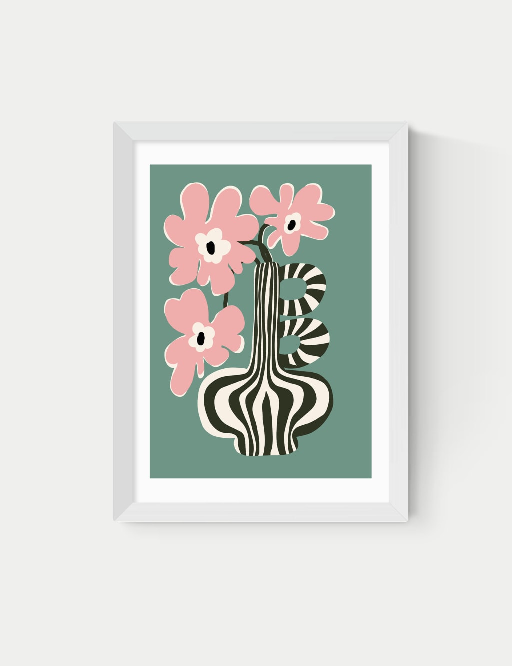 Floral Stripe Framed Art