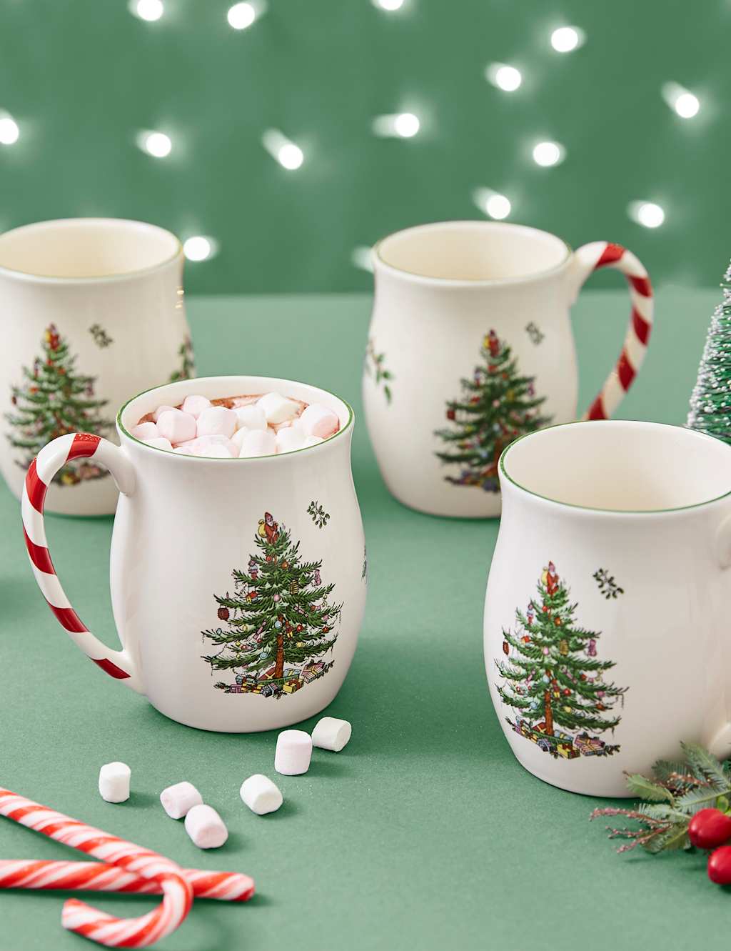 Spode Set of 4 Christmas Tree Mugs Multi