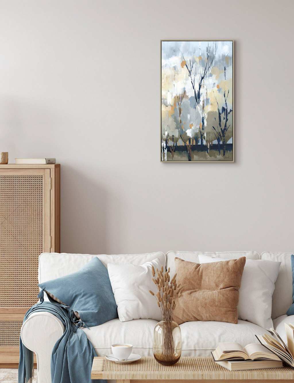 Gallery Home Silver Birch Blues Rectangle Framed Canvas - Blue Mix - Available at M&S