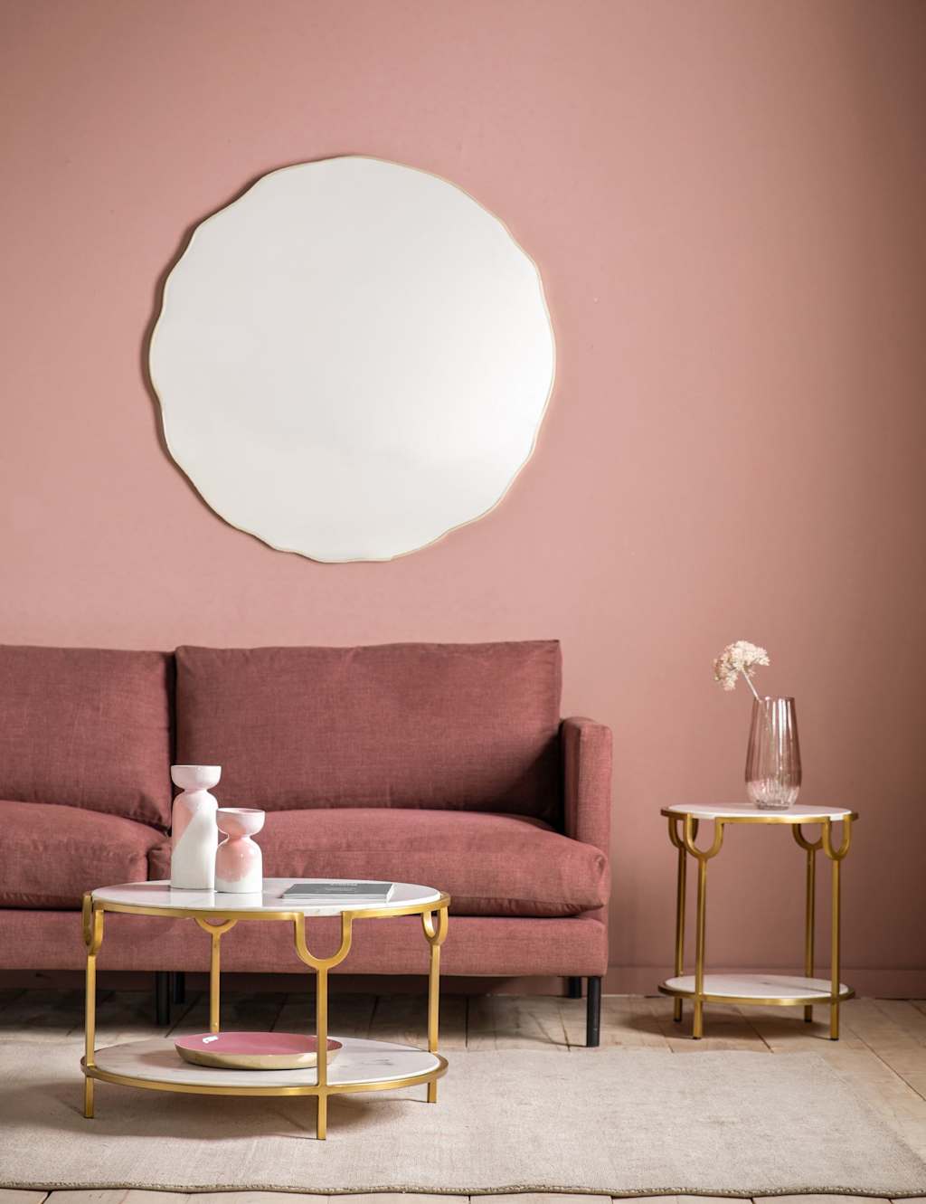 Gallery Home Carano Metal Extra Large Round Wall Mirror - Gold - Available at M&S