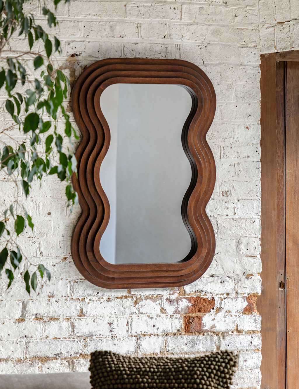 Gallery Direct Hasker Wooden Medium Wavy Wall Mirror - Brown - Available at M&S