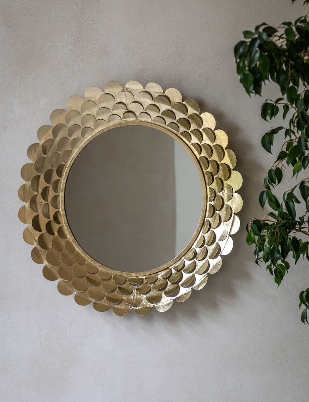 Gallery Home Windsor Metal Large Round Wall Mirror - Gold - Available at M&S