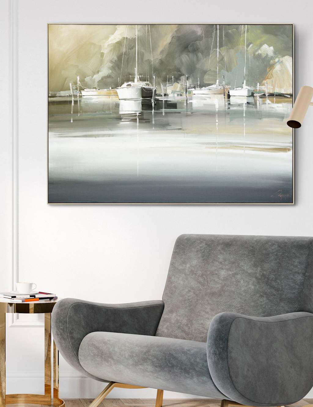 Gallery Home Marina Morning Rectangle Framed Art - Grey Mix - Available at M&S