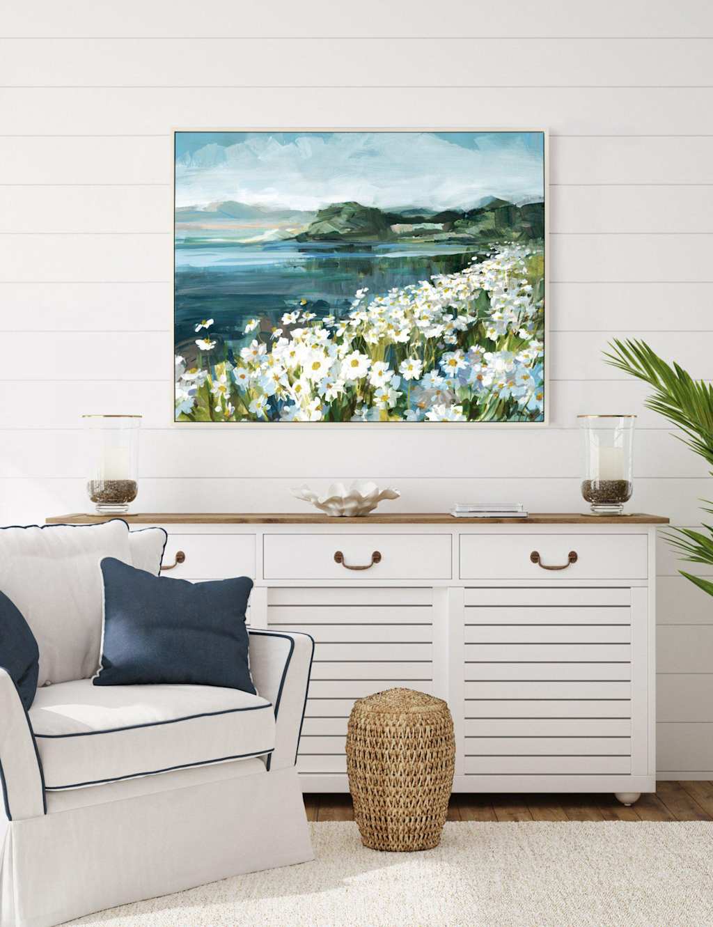 Gallery Home Wild Daisy Bay Rectangle Framed Canvas - Blue Mix - Available at M&S