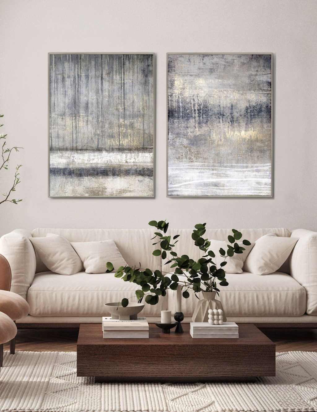 Gallery Direct Set of 2 Torrent Framed Canvas Grey