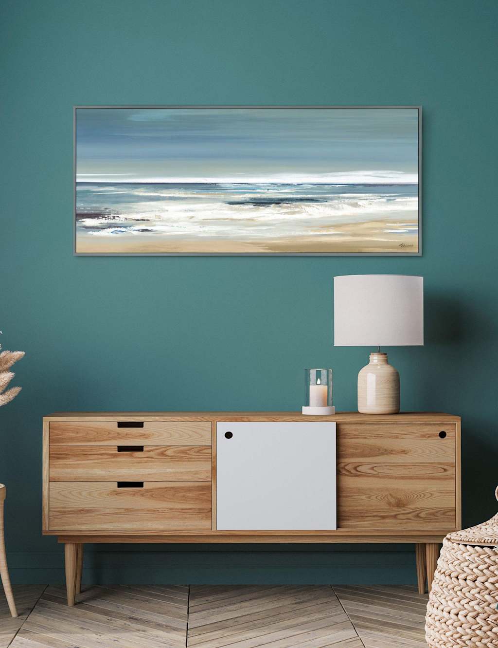 Gallery Home Along the Coastline Framed Canvas - Blue Mix - Available at M&S