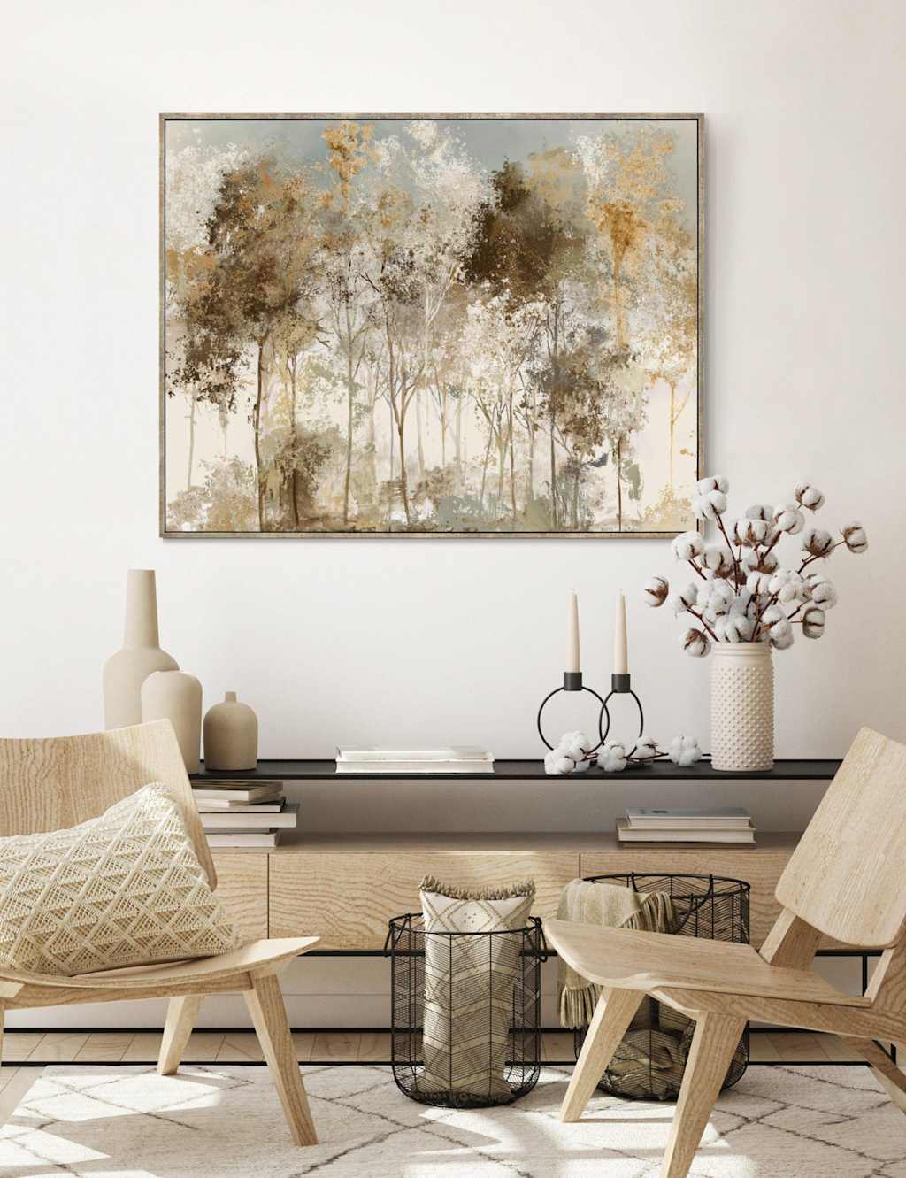 Gallery Home Copper Frost Rectangle Framed Canvas - Gold - Available at M&S