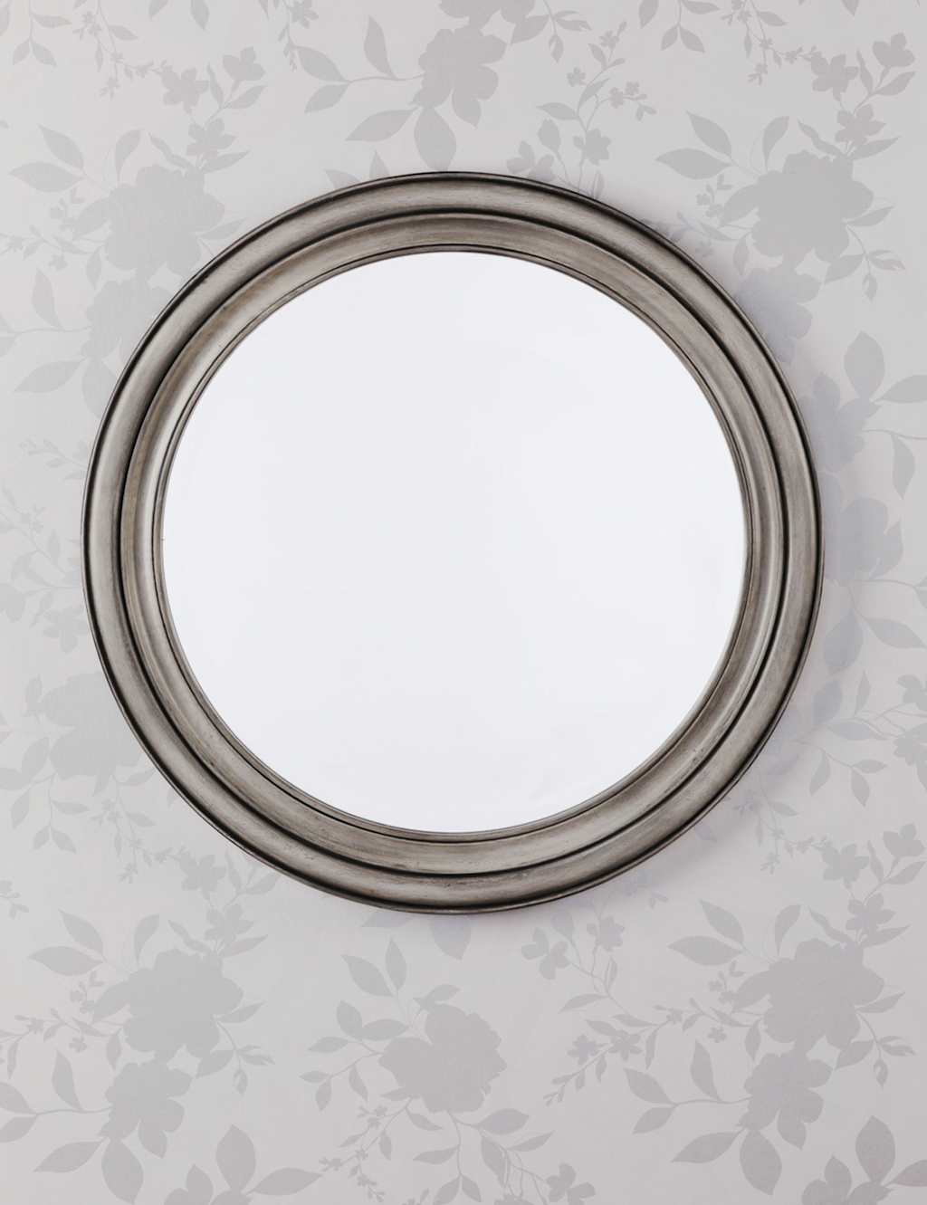 Laura Ashley Tate Wooden Round Wall Mirror - Grey - Available at M&S