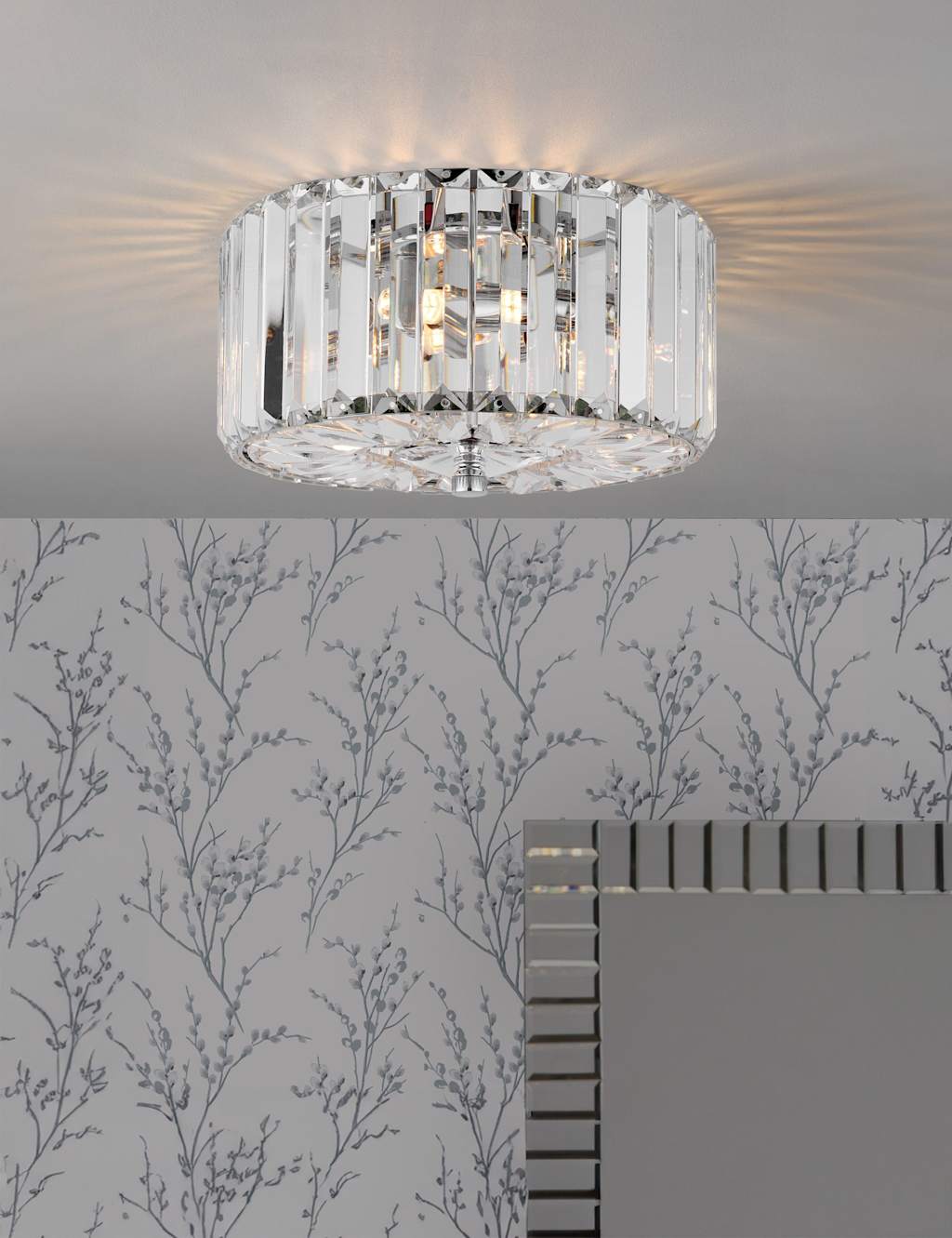 Laura Ashley Fernhurst Crystal Flush Ceiling Light - Silver - Available at M&S