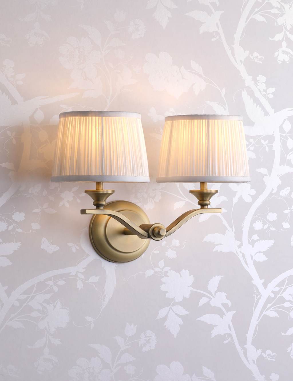 Laura Ashley Hemsley Metal 2 Light Wall Light - Antique Brass - Available at M&S