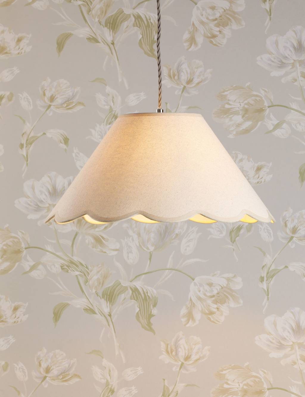 Laura Ashley Cordwell Scallop Easy Fit Pendant Light - Natural - Available at M&S