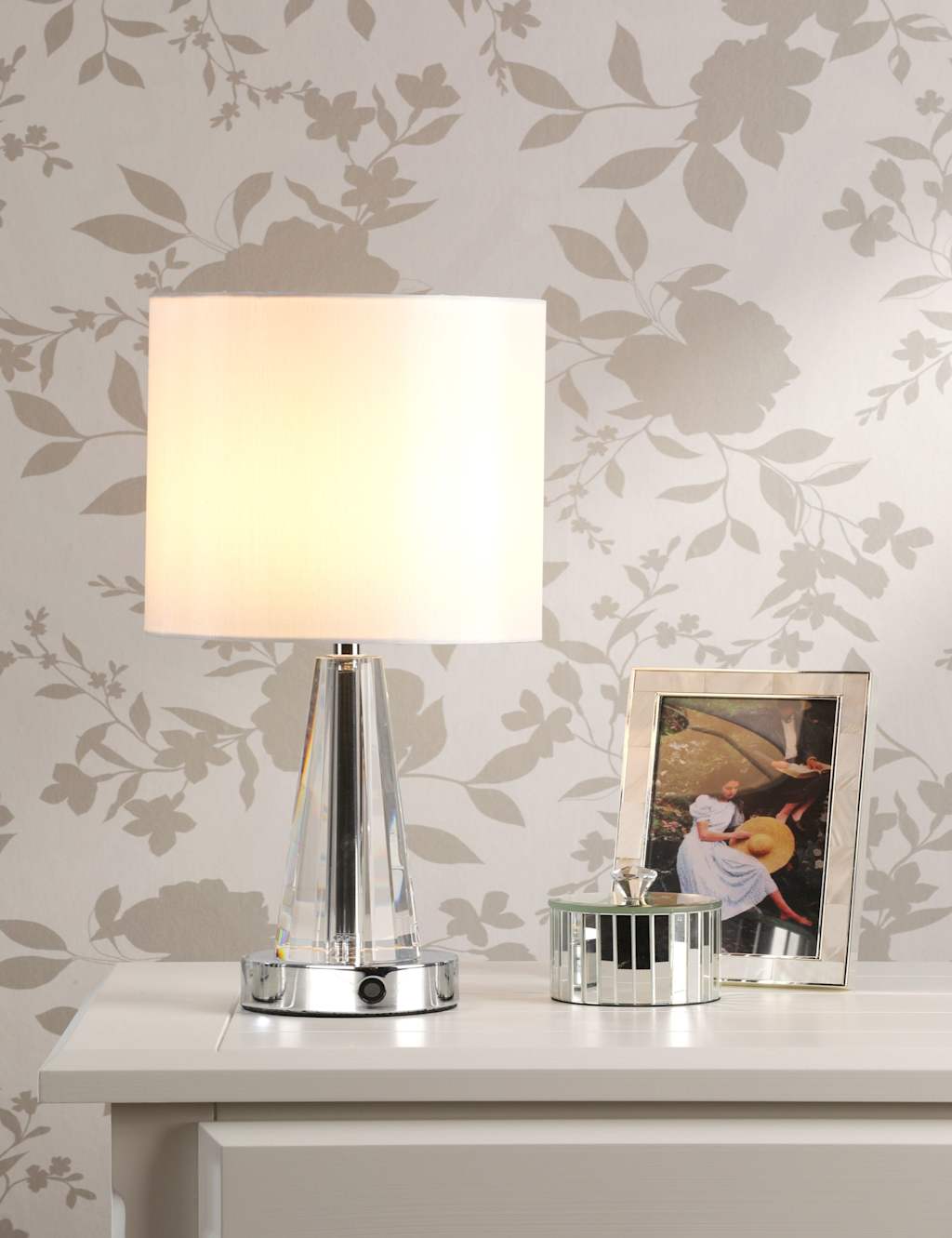 Laura Ashley Blake Rechargeable Table Lamp - Silver - Available at M&S
