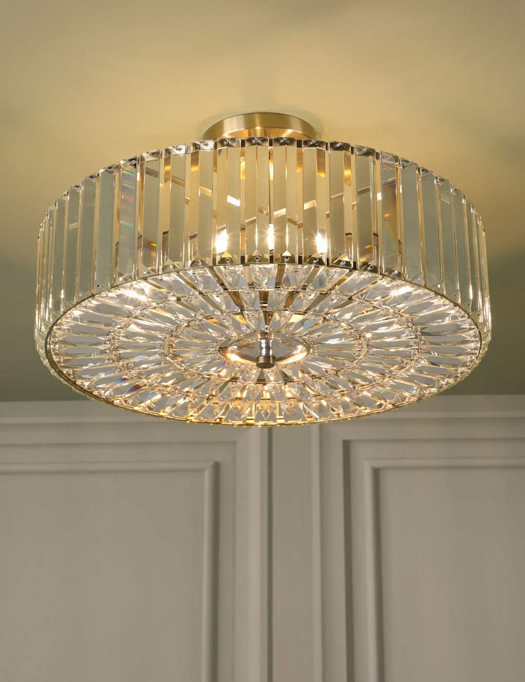 Laura Ashley Fernhurst Semi Flush Ceiling Light - Antique Brass - Available at M&S