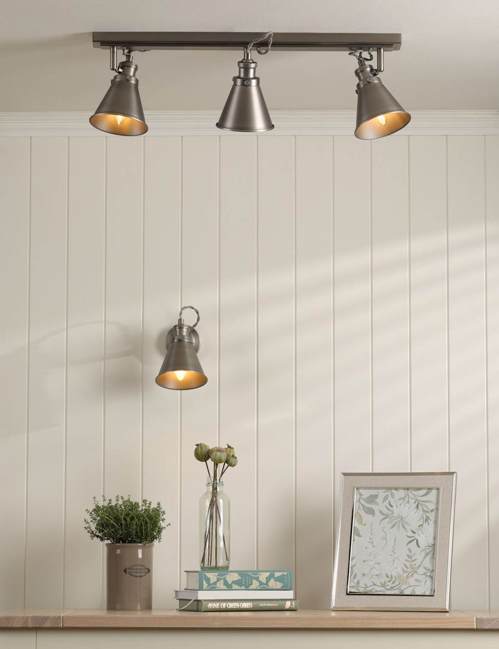 Laura Ashley Rufus Metal 3 Light Bar Spotlight - Silver - Available at M&S