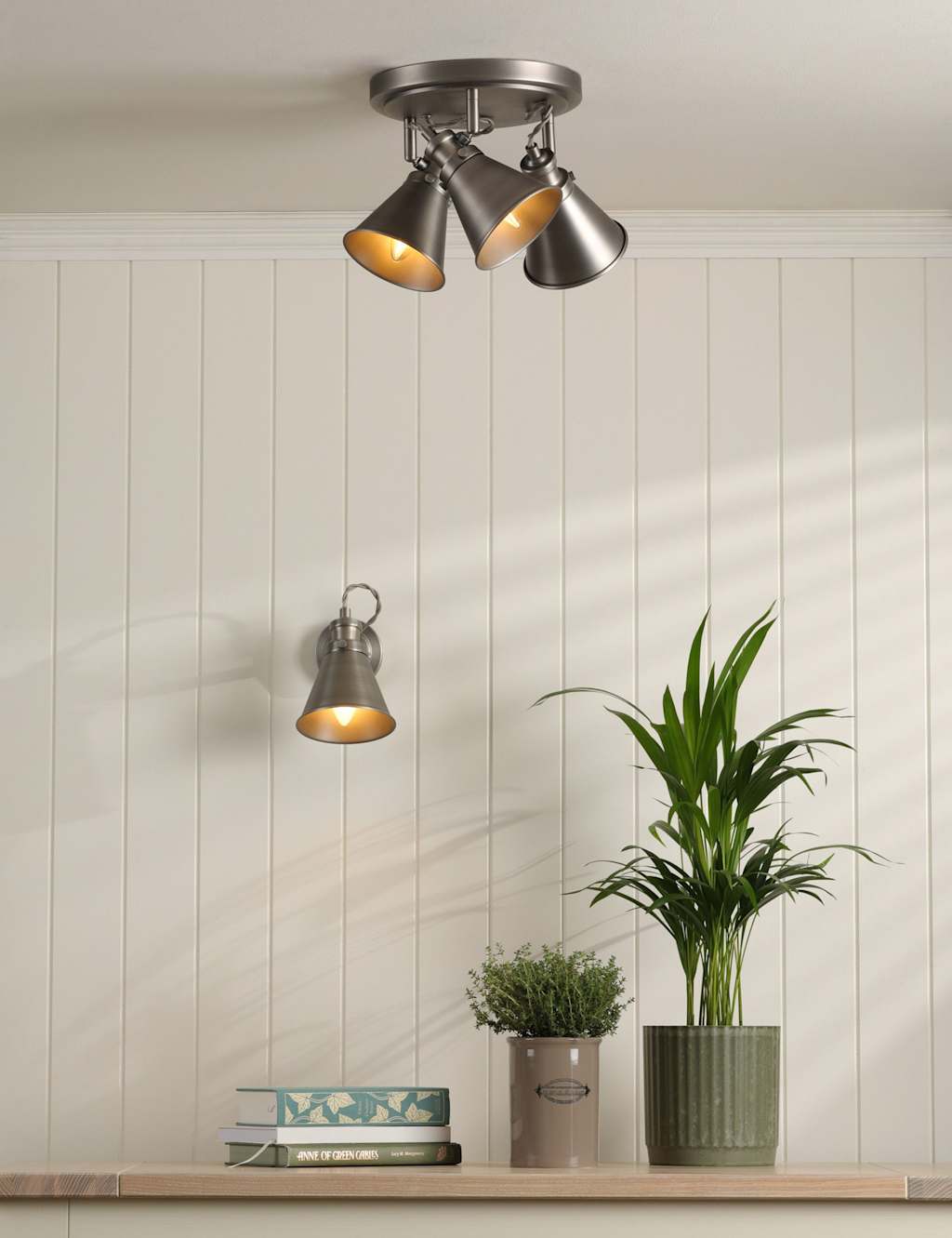 Laura Ashley Rufus Metal Spotlight Wall Light - Silver - Available at M&S