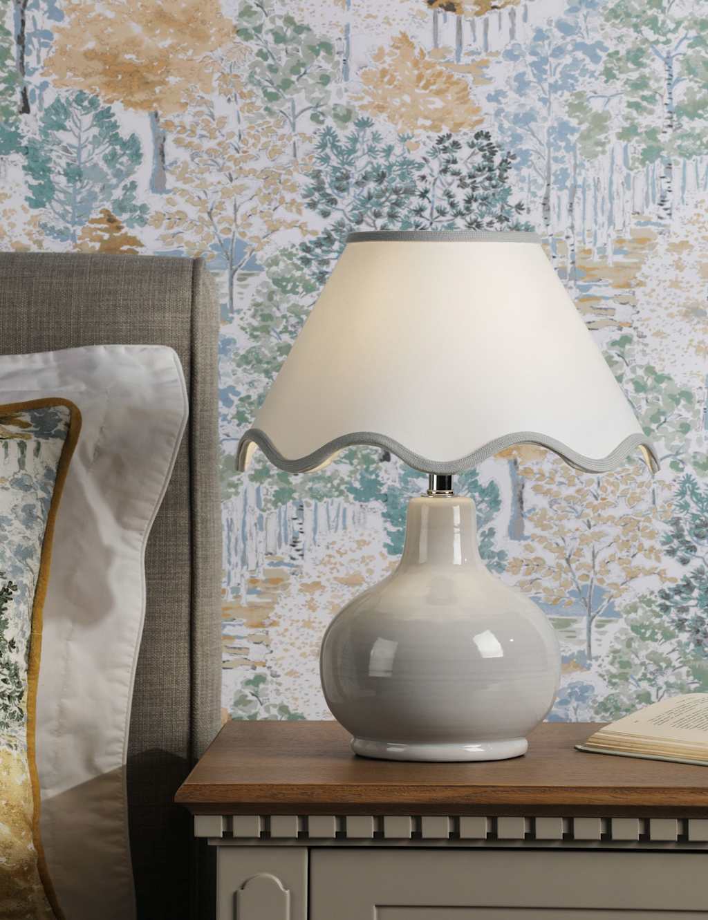 Laura Ashley Bramhope Table Lamp - Grey - Available at M&S