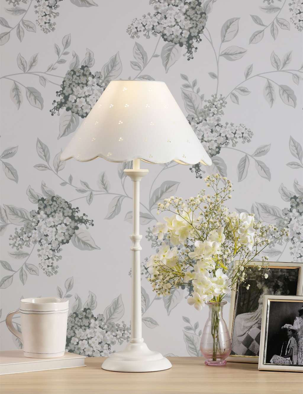 Laura Ashley Cordwell Table Lamp - White - Available at M&S