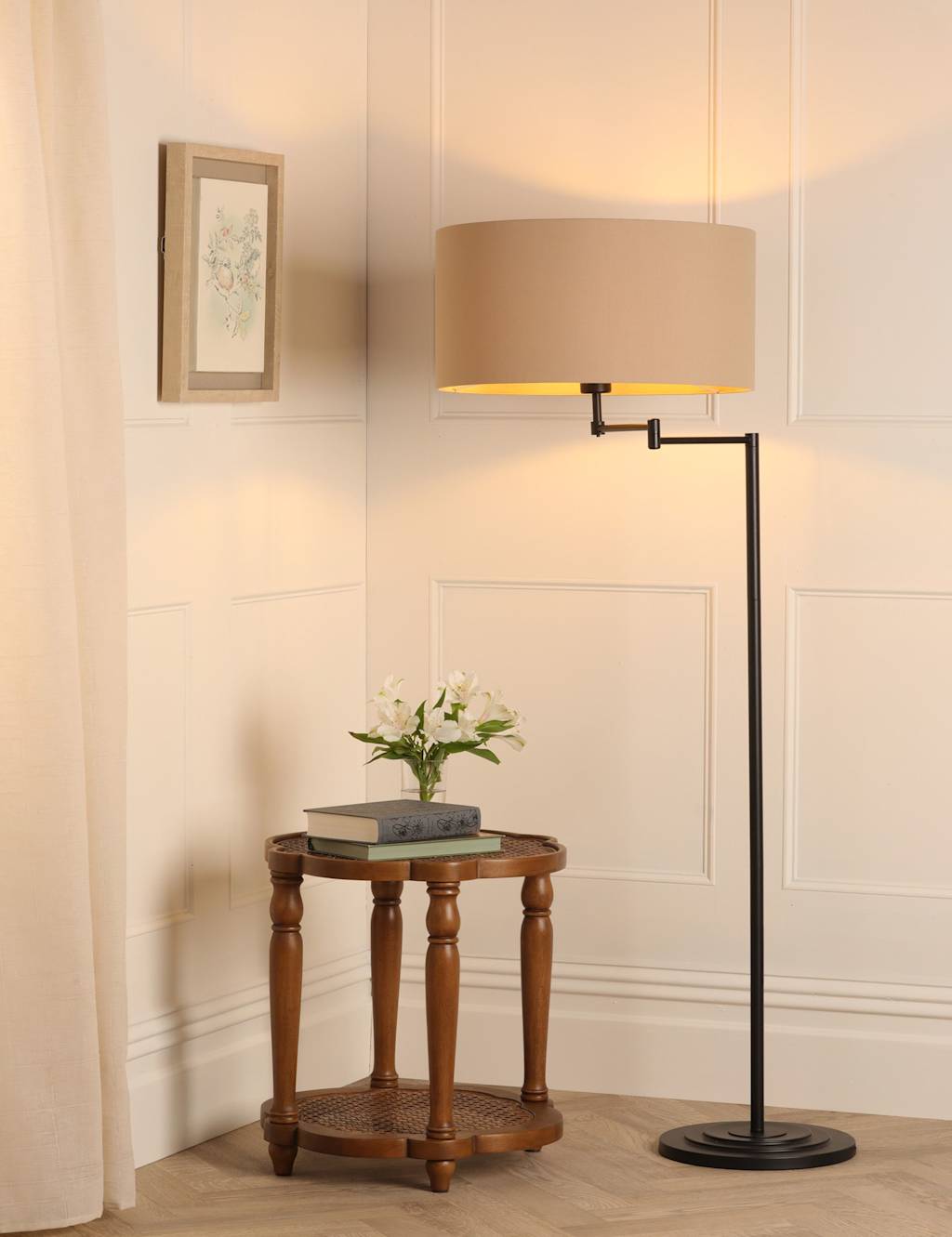 Laura Ashley Marlowe Floor Lamp - Black - Available at M&S