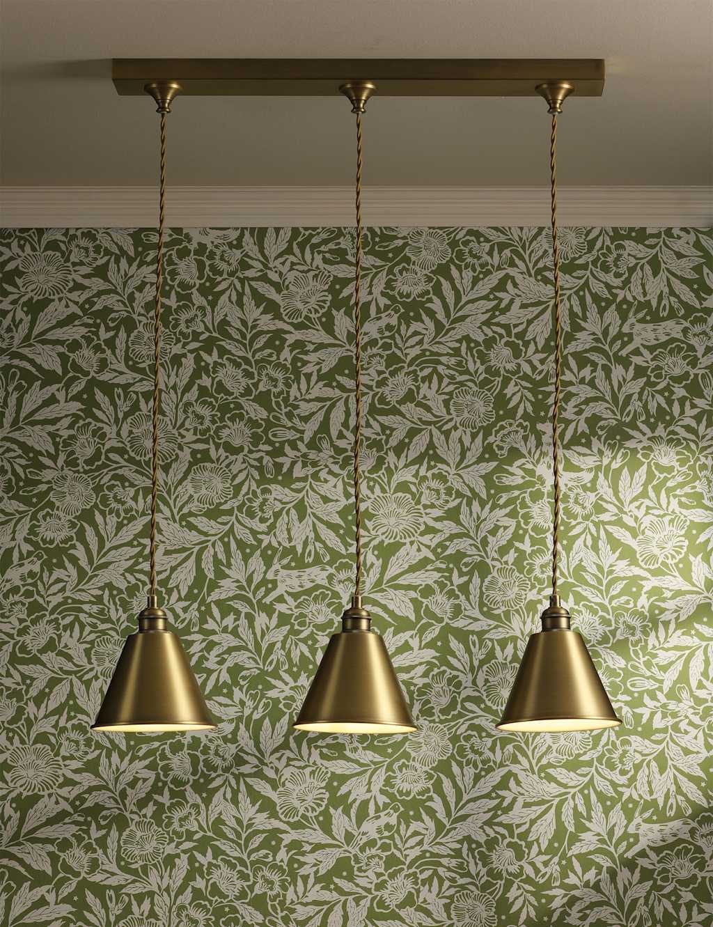 Joules Home Lighting Wollaton Metal 3 Light Bar Pendant Light - Antique Brass - Available at M&S