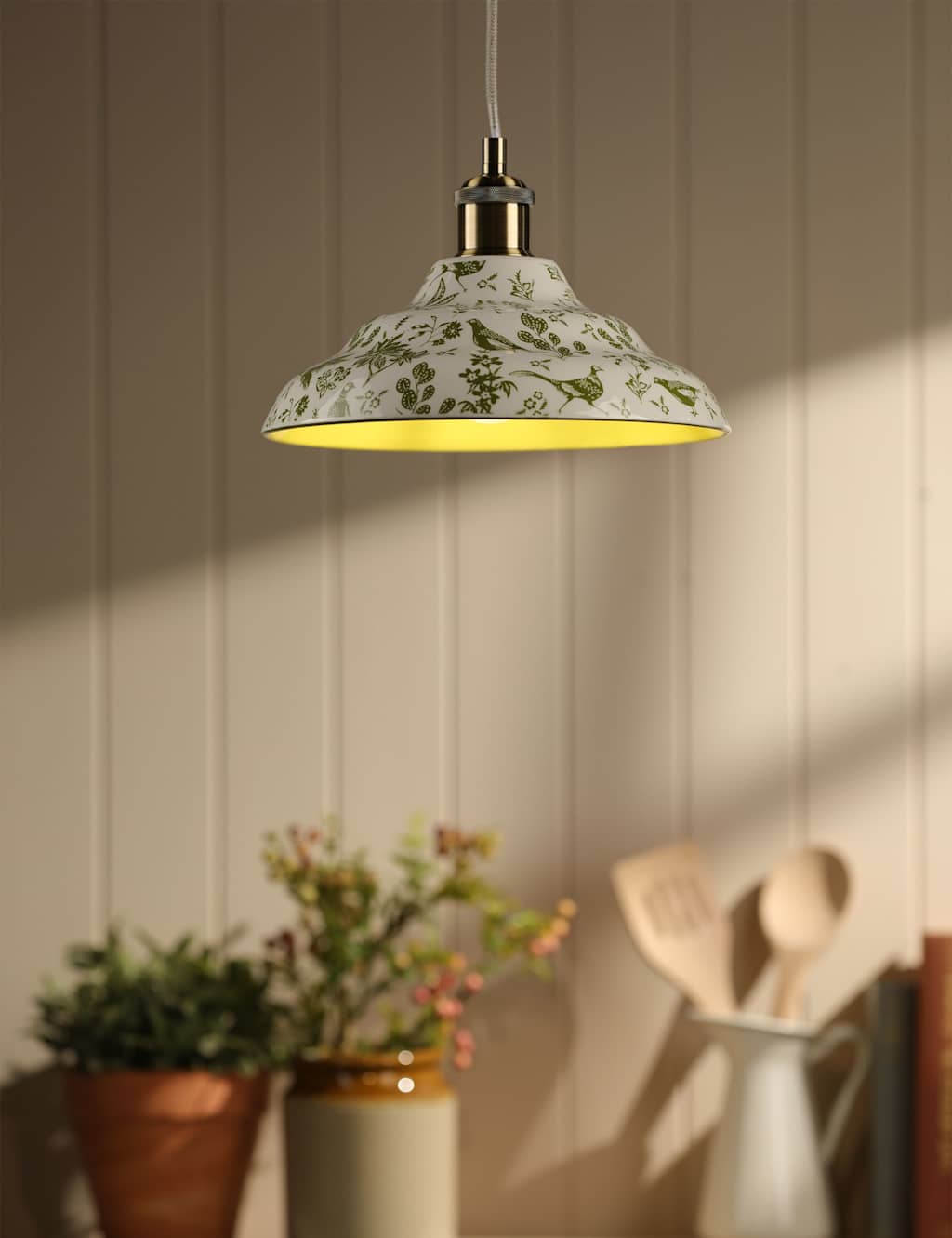 Joules Home Lighting Audley Ceramic Pendant Light - White Mix - Available at M&S