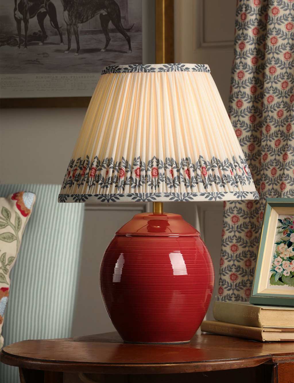 Joules Home Lighting Wentworth Ceramic Table Lamp - Red - Available at M&S