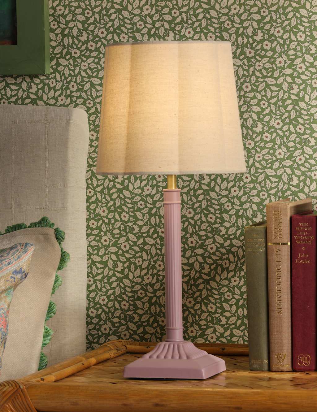 Joules Home Lighting Buscot Metal Scallop Shade Table Lamp - Pink - Available at M&S