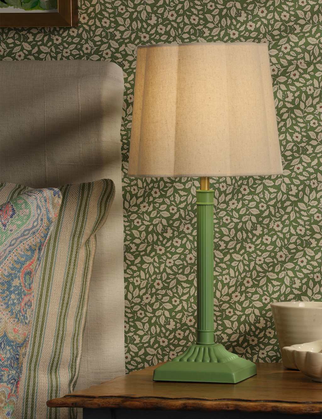 Joules Home Lighting Buscot Metal Scallop Shade Table Lamp - Green - Available at M&S