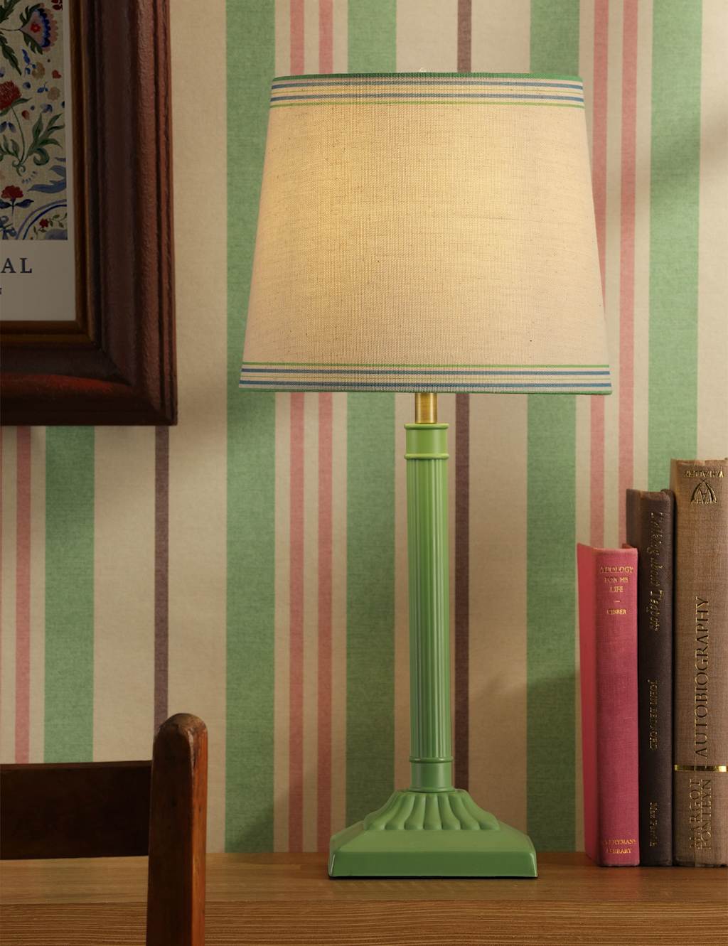 Joules Home Lighting Buscot Metal Table Lamp - Green Mix - Available at M&S