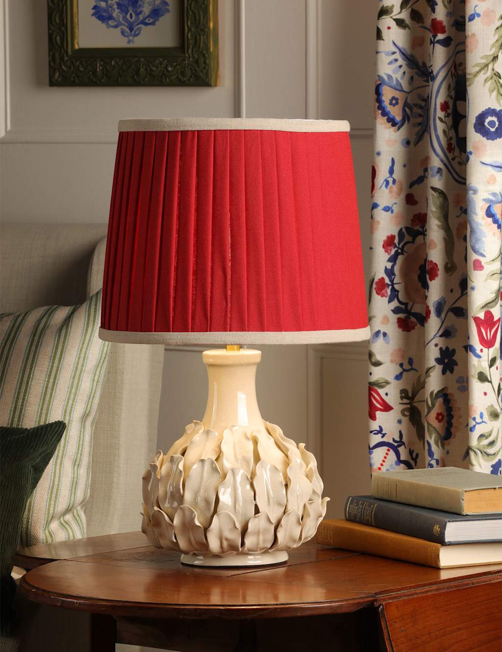 Joules Home Lighting Chatsworth Ceramic Table Lamp - Red Mix - Available at M&S