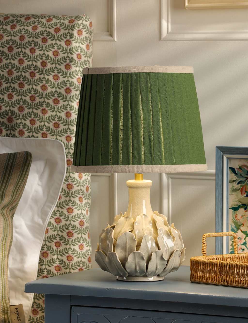 Joules Home Lighting Chatsworth Ceramic Table Lamp - Green Mix - Available at M&S