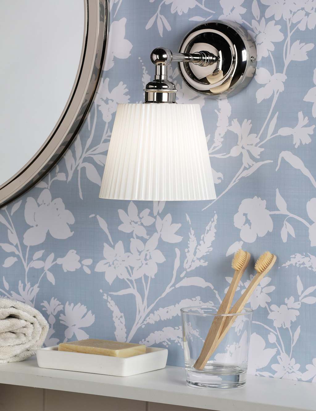 Laura Ashley Callaghan Wall Light - Silver - Available at M&S