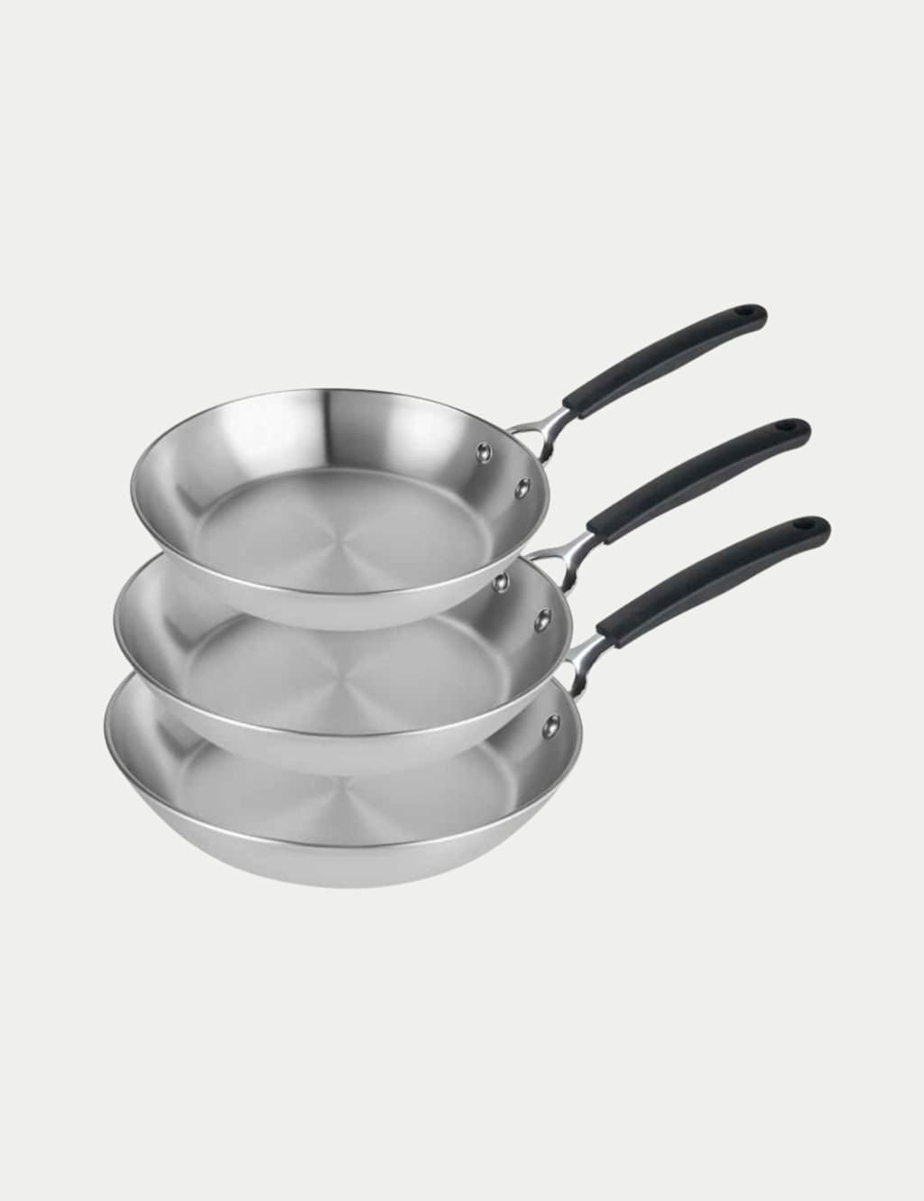 Prestige 3 Piece Made to Last Stainless Steel Frying Pan Set - Silver - Available at M&S