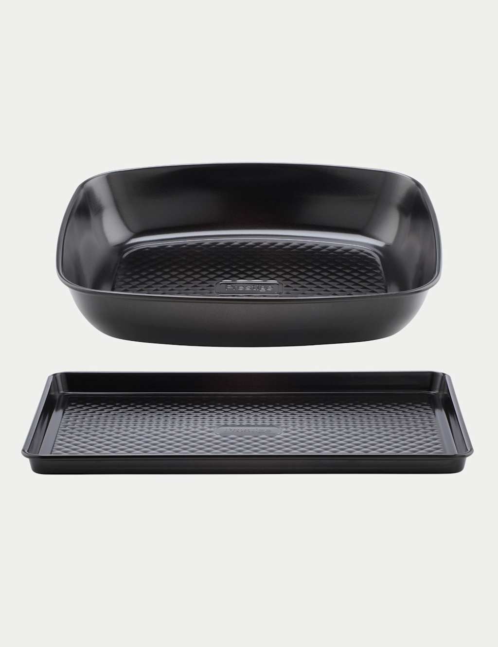 Prestige 2 Piece Inspire Carbon Steel Non-Stick Roaster and Oven Tray - Black - Available at M&S