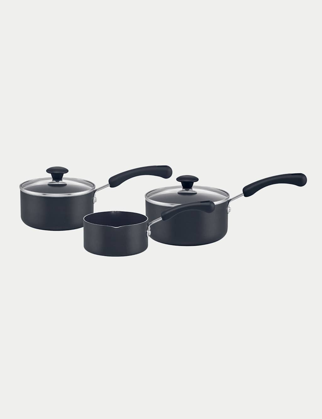 Prestige 3 Piece Easy Clean Non-Stick Saucepan Set - Black - Available at M&S