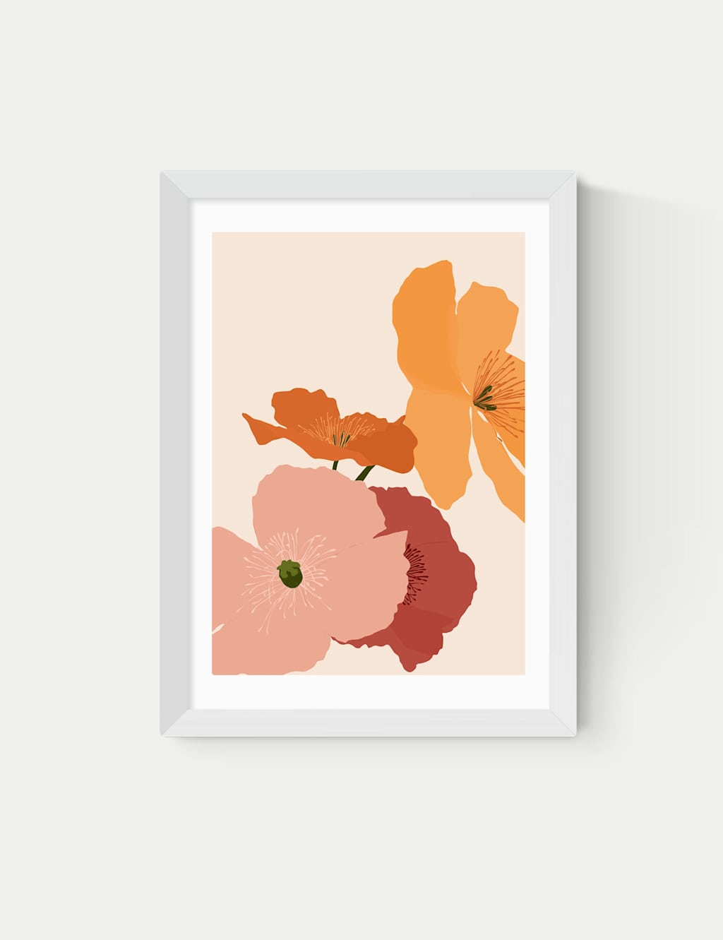 East End Prints Autumn Wildflowers Rectangle Framed Art - A1 - White - Available at M&S