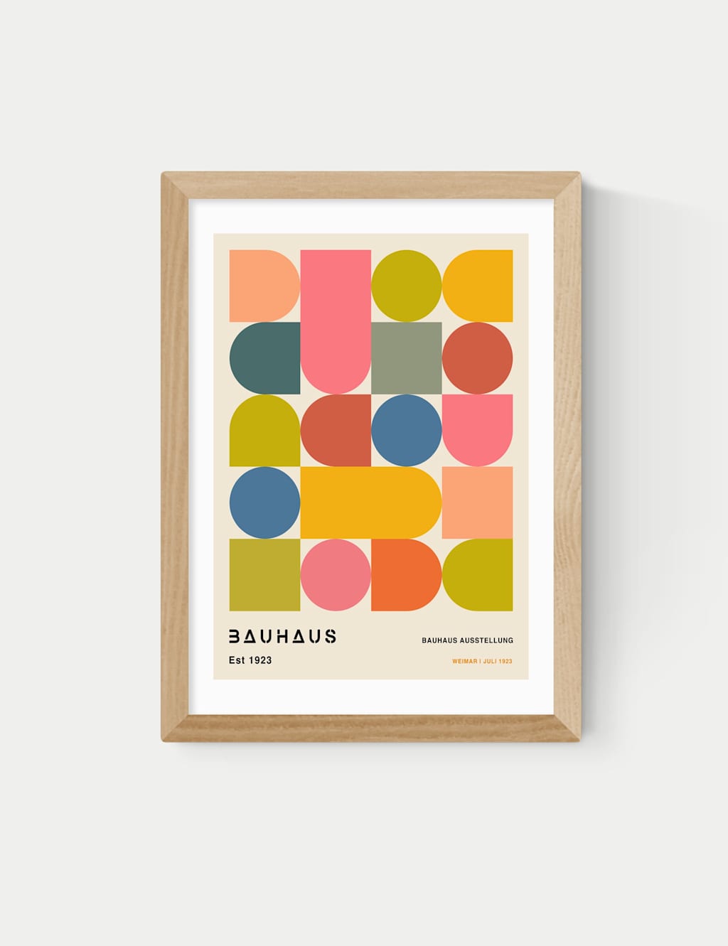 East End Prints Bauhaus Shapes Framed Art - A3 - Natural - Available at M&S