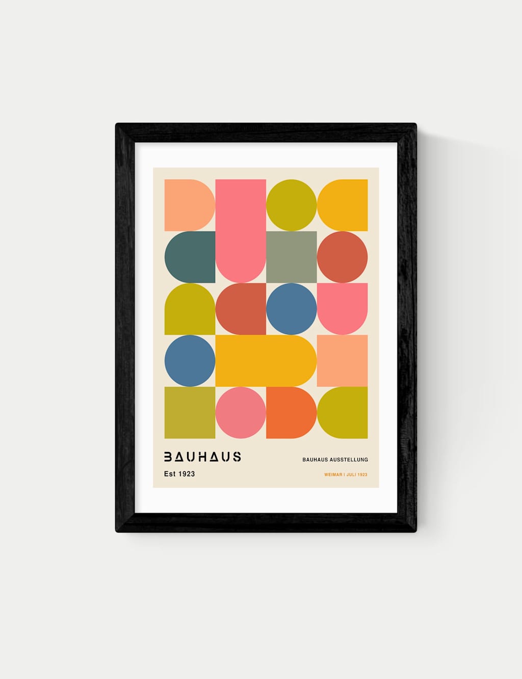 East End Prints Bauhaus Shapes Framed Art - A2 - Black - Available at M&S