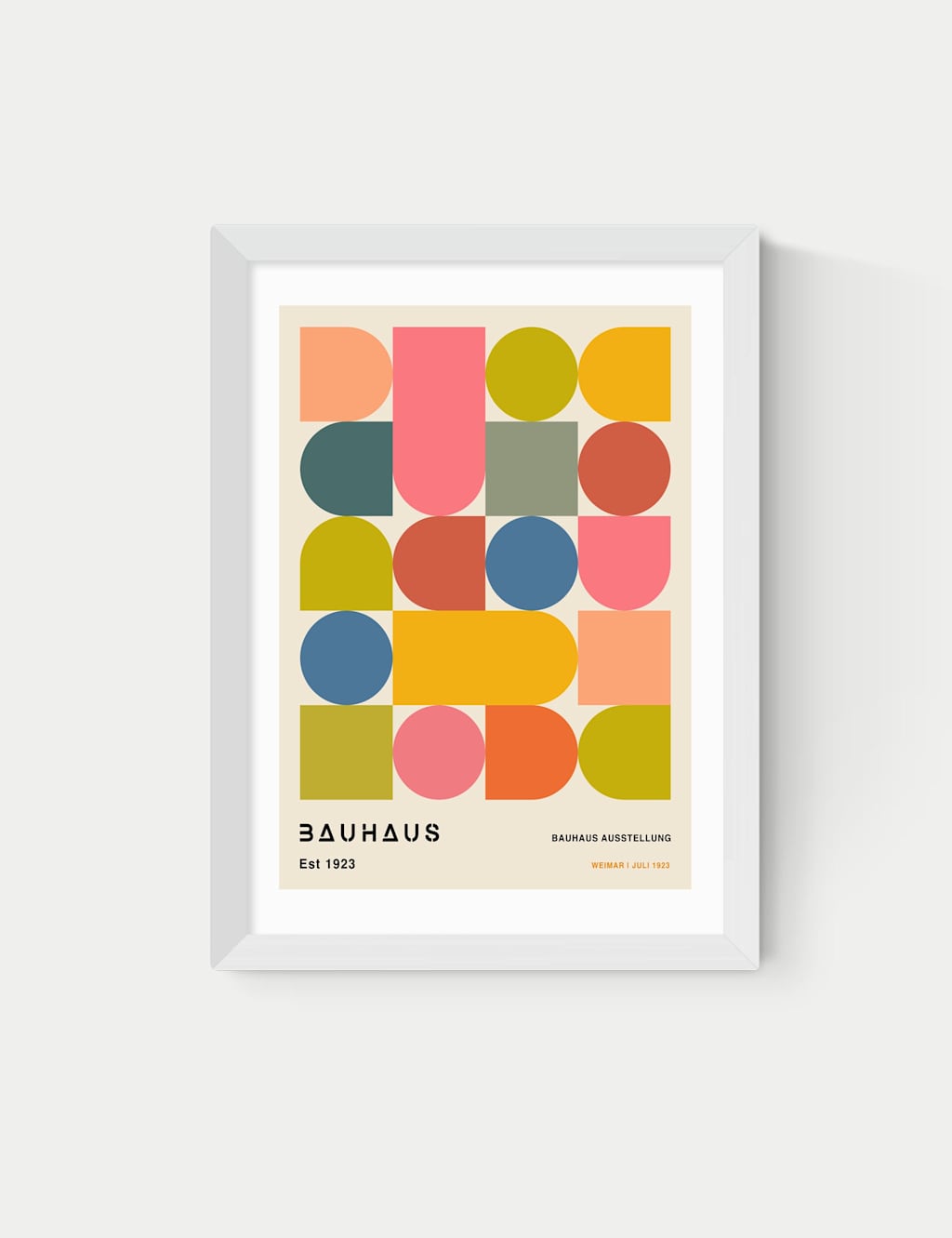 East End Prints Bauhaus Shapes Framed Art - A2 - White - Available at M&S