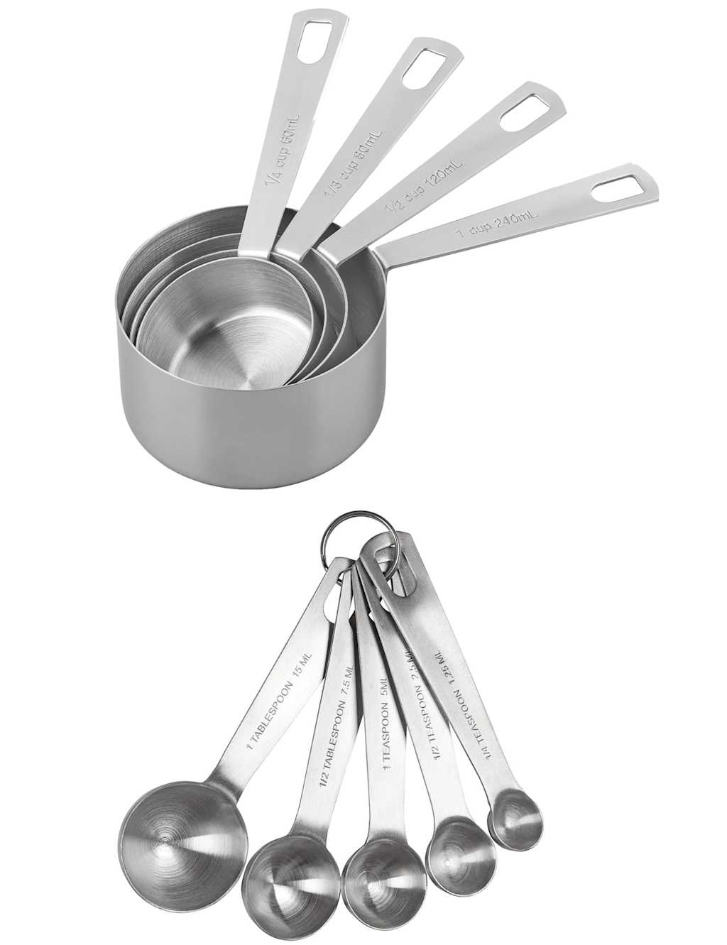 Tala Set of 5 Measuring Spoons & 4 Measuring Cups - Silver - Available at M&S