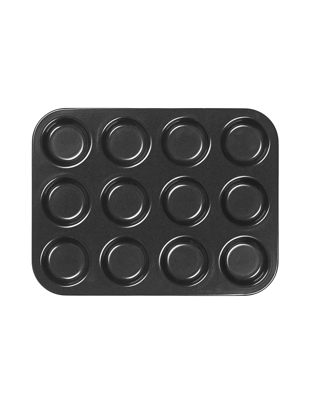 Tala Carbon Steel 12 Cup Shallow Bun Tin - Black - Available at M&S