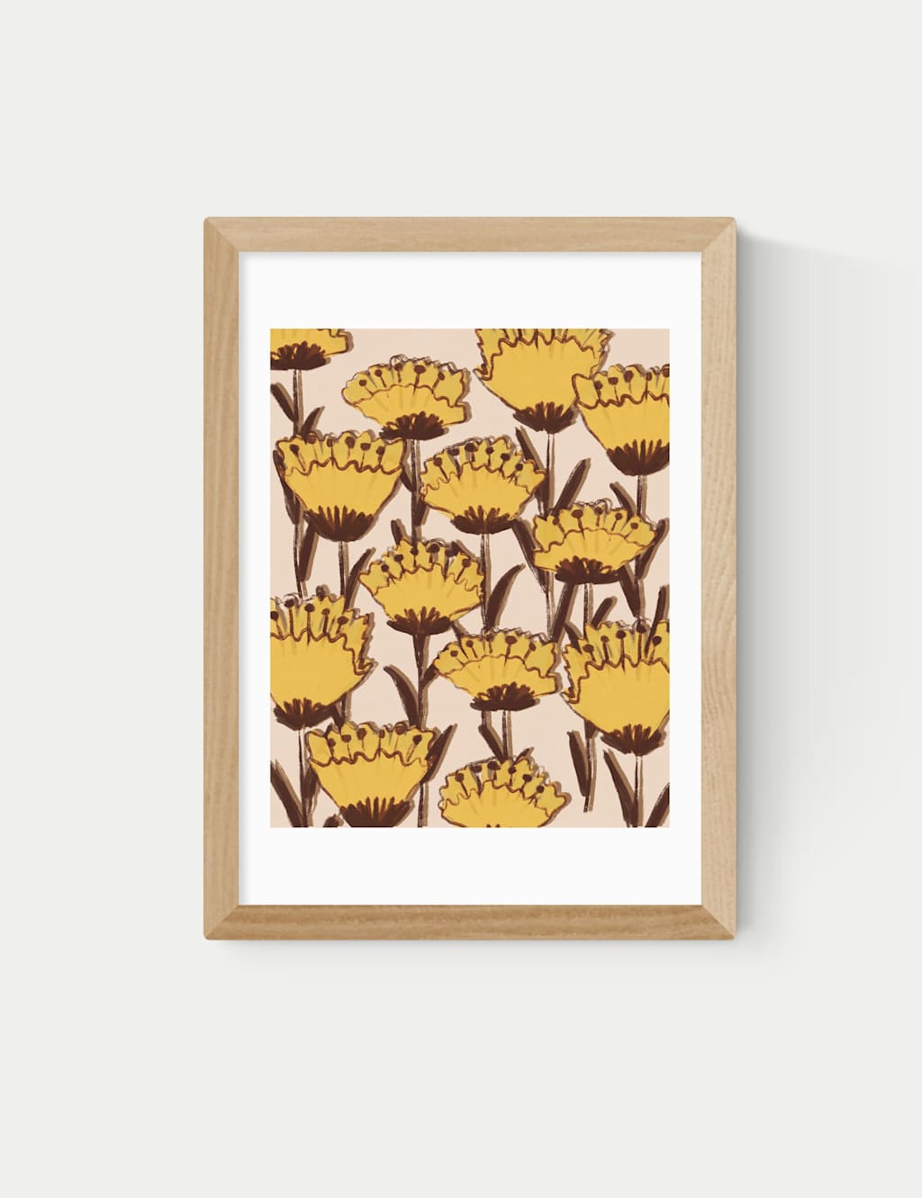 East End Prints Yellow Wildflowers Rectangle Framed Art - A1 - Natural - Available at M&S